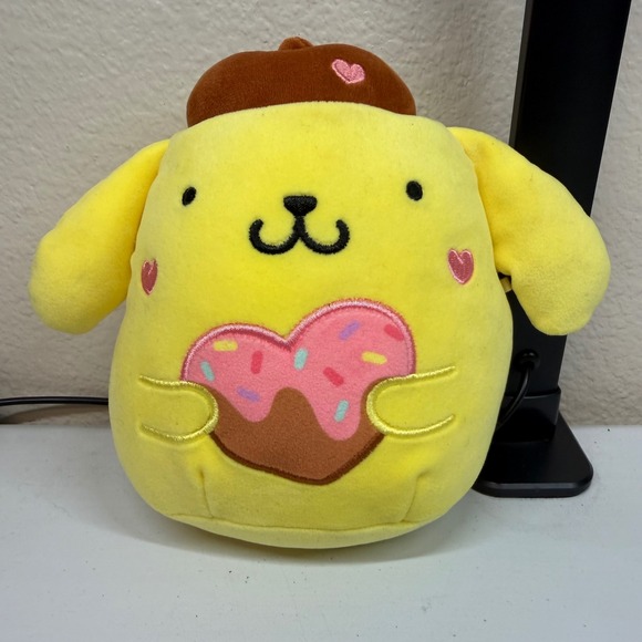 Sanrio Pompompurin Plush Yellow‎ Dog Heart Donut Beret Cute Kids Toy Coin Pouch - Picture 2 of 15